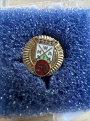 Vintage Pin – MWA 50 – Gold Tone Metal Religious