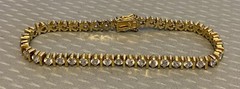 925 Vermeil CZ Tennis Bracelet 6ct Gold over Sterling Silver Line 7.25″