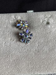 B David Jewelry Set Rhinestone NECKLACE EARRINGS Clip On Vintage Signed WITH BOX