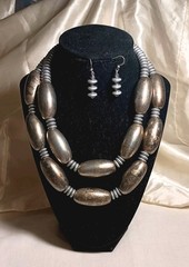 Vintage Bold Signed Les Bernard Necklace 14.5” & Earrings SET**RESTORED-