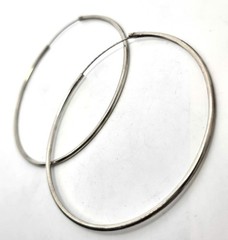 Extra large thin vintage sterling silver 1 and 7/8ths” inch threaded hoop earrin