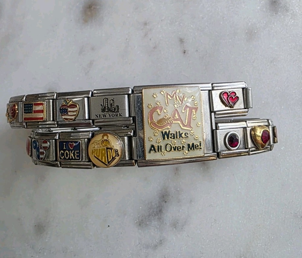 Y2K Italian Charm Bracelet DOUBLE ROW 9mm D’LinQ, Uberry, B’linQ, DISNEY