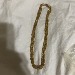 Vintage Gold and Silver Mesh Chain Necklace 6 Strand, 17+3 Inches