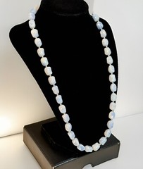 Vintage Trifari Blue Lace Lucite Necklace 32in Long