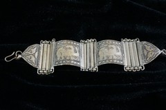 Vintage Silver Plated Brass Elephant Panel Bracelet 6″ Boho Ethnic Tribal