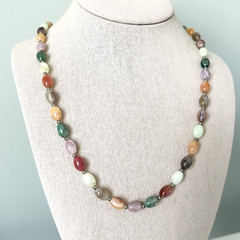 Vintage Multicolor Acrylic Long Beaded Ladies Colorful Strand Necklace 30″