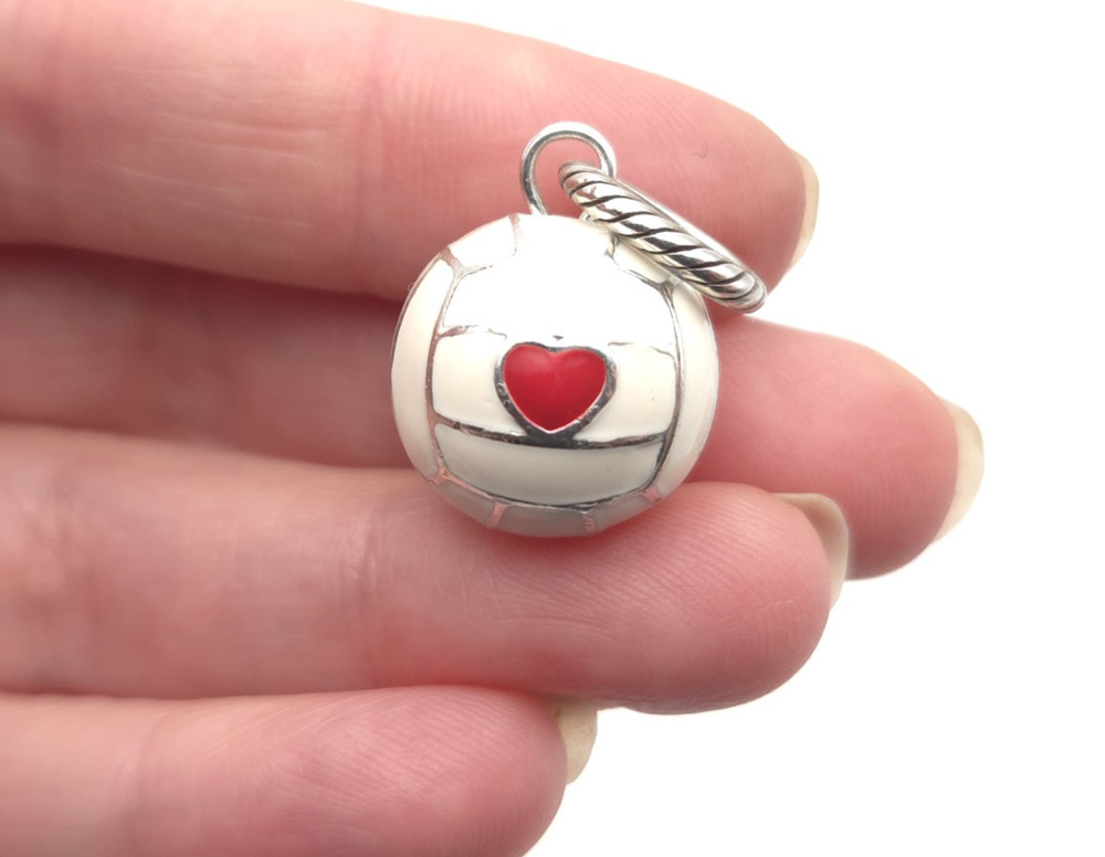 Brighton Volleyball with Red Heart Enamel Sports Love Charm Pendant