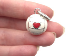 Brighton Volleyball with Red Heart Enamel Sports Love Charm Pendant