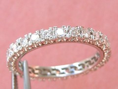 VINTAGE 1.35 ctw BRILLIANT DIAMOND PLATINUM ETERNITY BAND RING 1950 sz 10-10.25