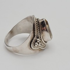 Artisan Smoky Quartz Teardrop Southwestern Style Silver 925 Ring Sz 5.75 Tested