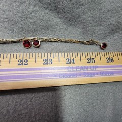 Vintage Gold Tone Red Resin Station Necklace Bezel Set Dangle Link