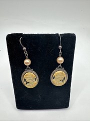 Vintage Sorrento Sterling Silver Cameo Filigree Earrings