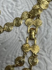 Liz Claiborne Signed Vintage 32″ Double Strand Gold Tone Coin Disc Necklace