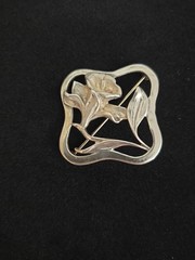 Vintage Art Nouveau Style Floral 925 Silver Open Work Brooch/Pendant 1.5in
