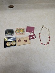 Vtg Jewelry Lot 1928 Roman Casual Corner by Hugo Enamel Earrings Pearl Necklace