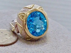 NEW 11 CARAT LONDON SWISS BLUE MINED OVAL CUT TOPAZ STERLING RING SIZE 8 RING