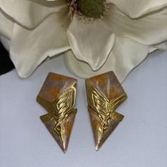 VTG Signed Edgar Berebi 1980s Modern Enamel Geometric Earrings Art Deco Revival