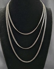 Milor Italy 925 Sterling Silver 52” 3.2mm Diamond-cut flat curb Necklace 29g