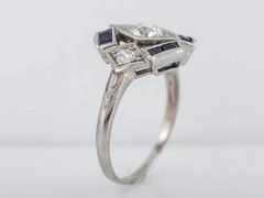 Art Deco Style Lab Created Diamond 14K White Gold FN Engagement Ring