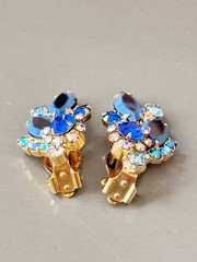 Vintage Verified JULIANA D&E Blue Two Toned Brooch/Pendant Bracelet Earring Set