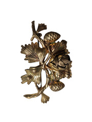 Vintage Textured Brass Articulated Pine Cone Branch Brooch/Pin~2.5″ X 1 5/8″