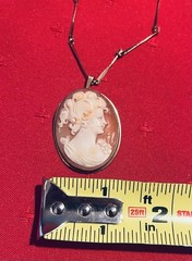Rare Vintage Italian Gold 18K Cameo Pendant Brooch, w/o chain