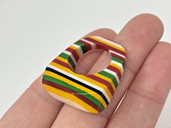 Vintage 70s Lucite Acrylic Striped Layer Ring Colorful Asymmetrical Retro Sz 5.5