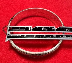 Vintage British English JS 925 Sterling SILVER Hand Chased Bangle Bracelet 7″
