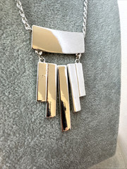 Brutalist Modernist chunky Mirror abstract chain 1990s Necklace Metal Jewelry