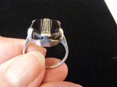 VINTAGE BLACK ONYX & MARKASITE STERLING SILVER RING