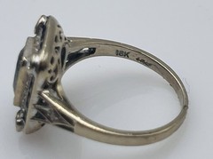Antique 18k White Gold Art Deco Sapphire & Diamond Ring Size 5.5