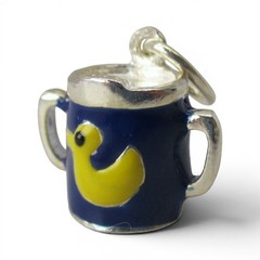 Sterling Silver Blue Sippy Cup Charm for Bracelet Its a Boy Gender Reveal Gift