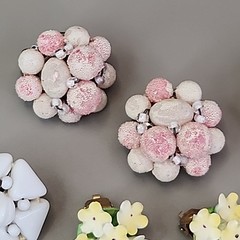 Vintage Cluster Clip On Earrings Lot of 8 Lisner Jonne Sugared Glass Acrylic