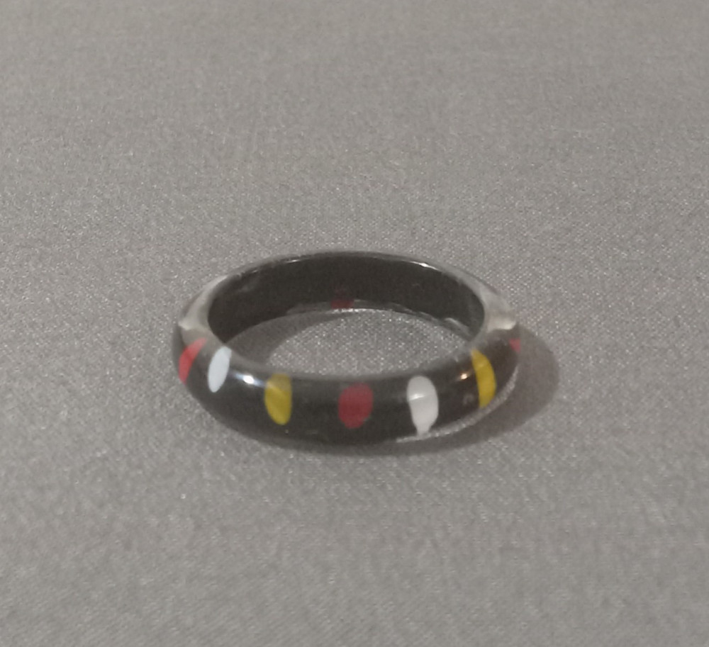 Vintage Hand Painted Lucite Resin Acrylic Ring – Size 8 – One of A Kind