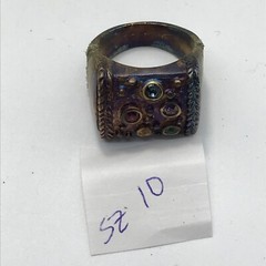 Vintage 18K HGE Plated Multi Color Crystals Unique Bold Look Ring varied sizes