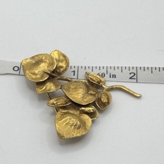 Vintage Leaf Brooch Satin Gold Plated Pewter Mid Century TMC The Museum Company