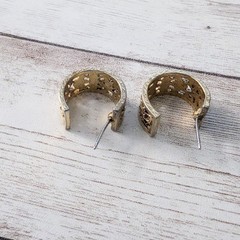 Vintage Earrings for Pierced Ears Ornate Hoops 5/8″