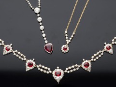 Antique 2.10Ct Pear Cut Ruby and 2.04Ct Diamond Platinum Pendant Circa 1915