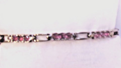 Vtg. 1990’s, Purple Genuine Crystals,Gun Metal Grey Panel Link 7 1/2″ L Bracelet