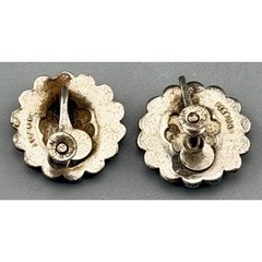 Vintage Sterling Marcasite Earrings Floral Screw Back Prong Set 5/8″