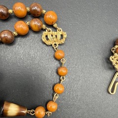 Hobe Signed Beaded Glass Brown Necklace 14” J5
