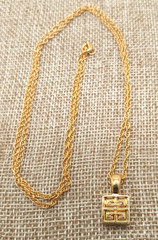 Vtg Givenchy Gold Tone Sm Pendant Channel Set Cubic Zirconia Reverse Side Logo