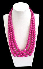 VTG Y2K Chunky Hot Pink Charming Charlie Oversized Beaded Statement Necklace 21″