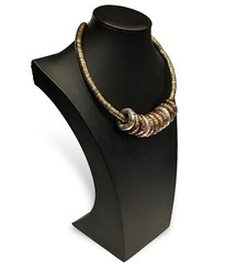Vtg Nordstrom VCLM NECKLACE Tri Color Metal Silver Gold Copper Classy Cheerios
