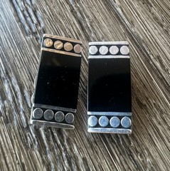 Black Onyx Art Deco Clip On Earrings Geometric Vintage Sterling Silver 925 #05