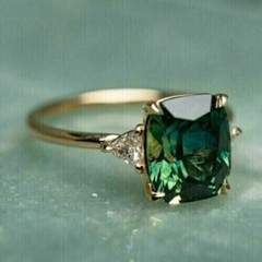 2.3Ct Art Deco Style Lab Created Emerald Engagement Wedding 14K Gold Finish Ring