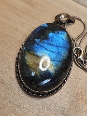 Vintage 925 Large Unk Stone Pendant On 20in Chain V323