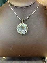 Sterling Silver Large Mother Of Pearl Pendant On 24” 925 Necklace