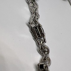 Vintage Signed Monet Clear Rhinestone Black Cab Linked 7” Bracelet (7125)