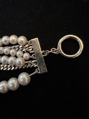 Givenchy 6 Row Multi Strand Gold Tone Chains & Champagne Pearl Bracelet 9 Inch